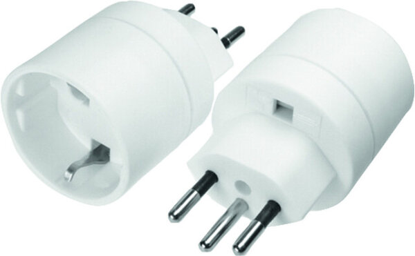Adapter Schutzkontaktstecker CH / 250 V , Ø 45 mm Farbe weiß