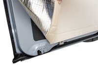 Thermovorhang Hindermann passend für Fiat Ducato X250/ X290 ab 2007, Hecktür 2-tlg. Türausschnitt hoch hellbeige