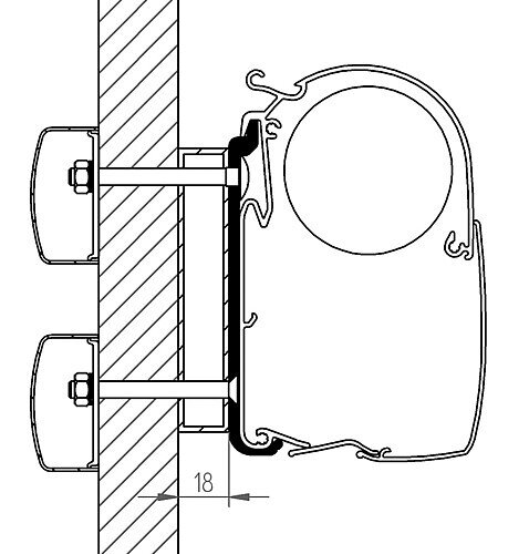 Alu-Distanzprofil 188 mm passend für Dethleffs Globebus TO 5, 003 400 cm 4-tlg.