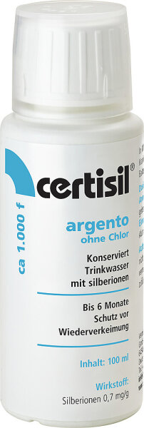 Trinkwasserreiniger certisil argento 1.000 F ohne Chlor , 100 ml