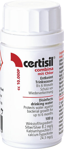 Trinkwasserreiniger certisil combina 10.000 P mit Chlor , 100 g Pulver
