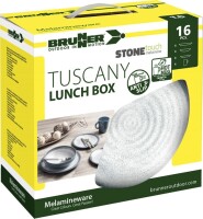 Geschirrset Melamin BRUNNER Tuscany 16-tlg. Fb. creme/blau je 4 x Ess-, Suppen-, Dessert- teller, Henkelbecher