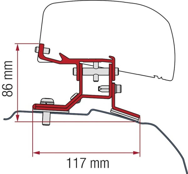 Adapter Fiamma 2-tlg. passend für Ford Custom L2 ab 2012 für F40 van Links- u. Rechtslenker