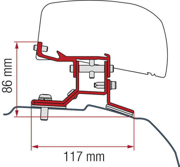 Adapter Fiamma 2-tlg. passend für Ford Custom L1 ab 2012 für F40van Linkslenker