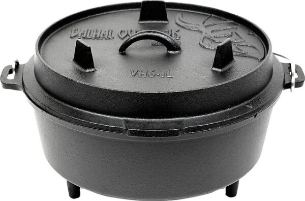 Feuertopf Dutch Oven VALHAL OUTDOOR Gusseisen Füße am Boden 6,1 l
