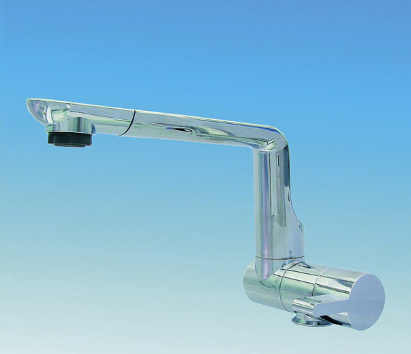 Autom. Einhebelmischer Comet O1,5   ARONA weiß/chrom Auslauf 16 cm, T: 8/10 mm, 45°