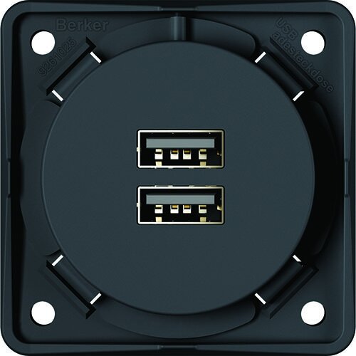 USB Ladesteckdose 2-fach 230 V 3A Farbe anthrazit matt --- lose ---