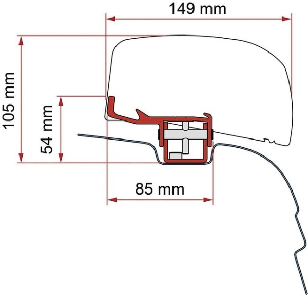 Markisenadapter Fiamma passend für VW T5/T6 für Dachmarkise F40Van -LHD 2 tlg Farbe. deepblack