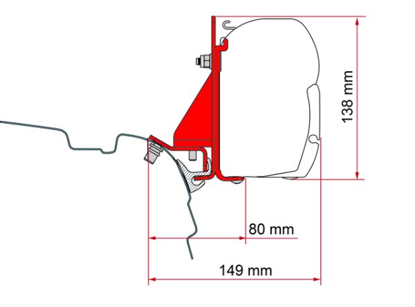 Adapter Kit FIAMMA Kombischienenhalterung Reimo, Brandrup, Vamoose passend für VW T5/T6 für Markise F45