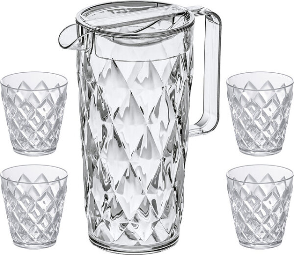Kanne + Becher koziol CRYSTAL Kanne 1,6 l + 4 Becher 250 ml Farbe crystal clear