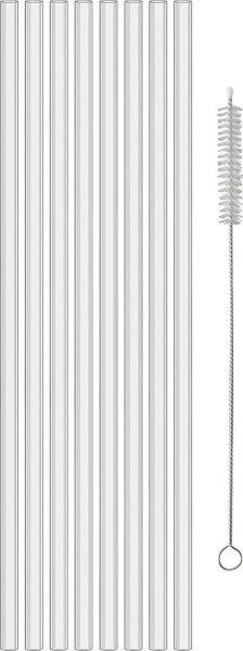 Sicherheits-Trinkhalme koziol CHEERS STRAWS 27 cm mit Bürste 8er-Set