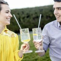 Sicherheits-Trinkhalme koziol CHEERS STRAWS 27 cm mit Bürste 8er-Set