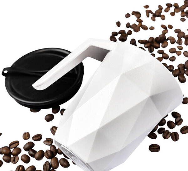 Magnet Coffeecup silwy mit Metall-Nano-Gel-Pad und Deckel Fb. weiß