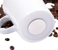 Magnet-Henkeltasse silwy Porzellan 2er-Set Fb. weiß inkl. Metall-Nano-Gel-Pads BLACK