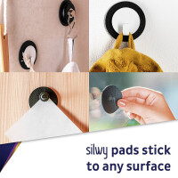 Magnet-Haken silwy CLEVER WHITE Fb. weiß / schwarz inkl Metall-Nano-Gel-Pad BLACK