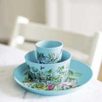 Geschirrset koziol CONNECT JUNGLE 3er-Set Kleiner Teller+Schale+Becher Farbe organic turquoise