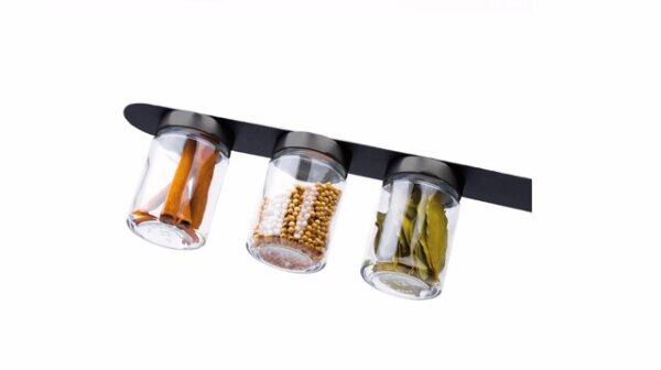 Feinkost-Magnetgläser silwy CLASSY 3er-Set + Magnetleiste 3 Kristallgläser + 3 Pads 192 ml