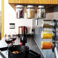 Feinkost-Magnetgläser silwy CLASSY 3er-Set + Magnetleiste 3 Kristallgläser + 3 Pads 192 ml