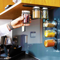 Feinkost-Magnetgläser silwy CLASSY 3er-Set + Magnetleiste 3 Kristallgläser + 3 Pads 192 ml