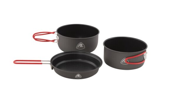 Kochset ROBENS Frontier Pro M 3-tlg. Pfanne 19,5 cm 2 Töpfe mit 1,4 l und 1,6 l inkl. Tragebeutel, Farbe black