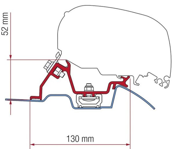 Adapterkit 3-tlg. passend für Fiamma F65 / F80 Mercedes Sprinter ab 06/2006 mit Roof Rail