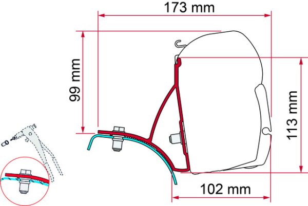 Adapter zu Markise F45Kit passend für  Trafic / Vivaro